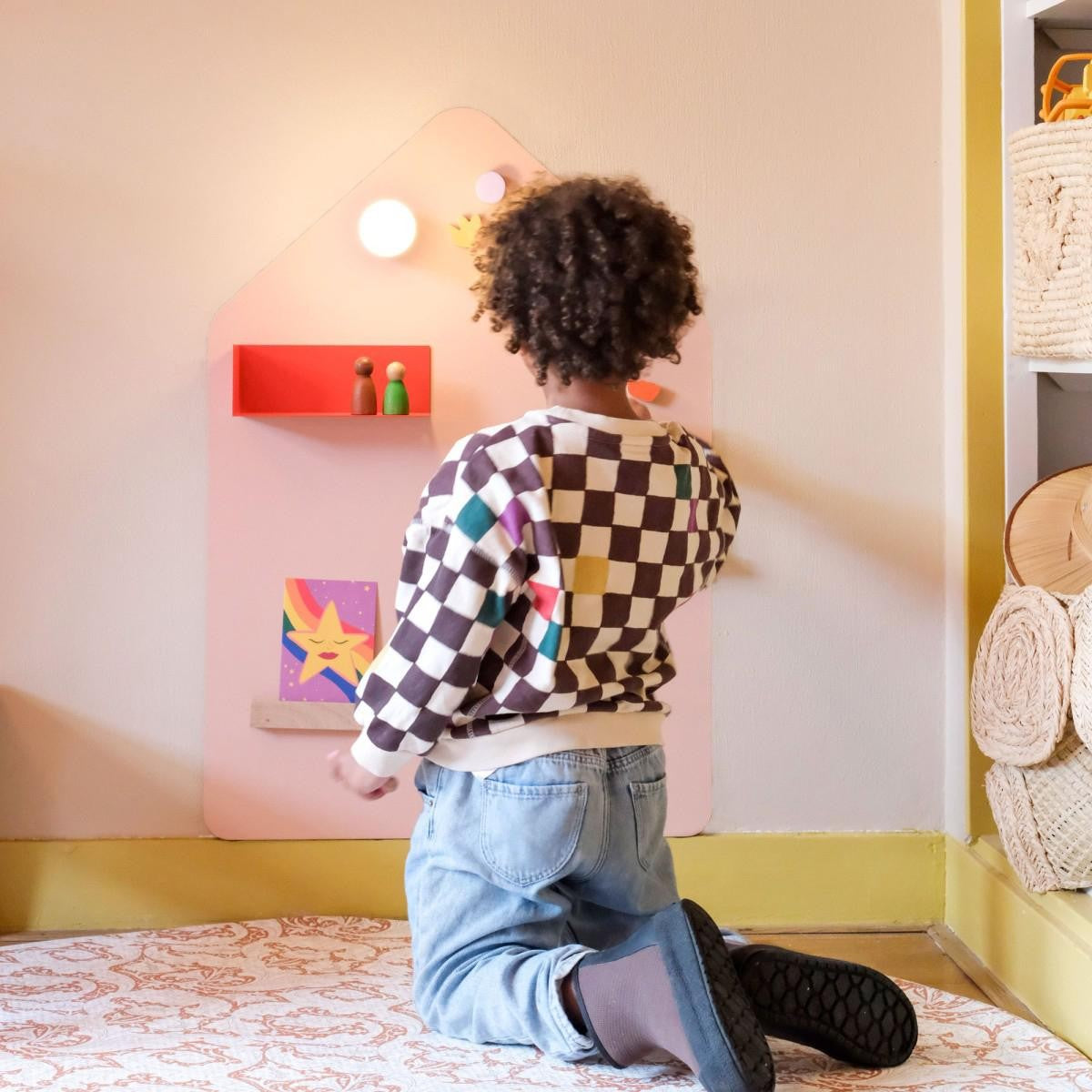 Groovy Magnets magnetische muursticker huisje voor kinderkamer meisjeskamer lichtroze