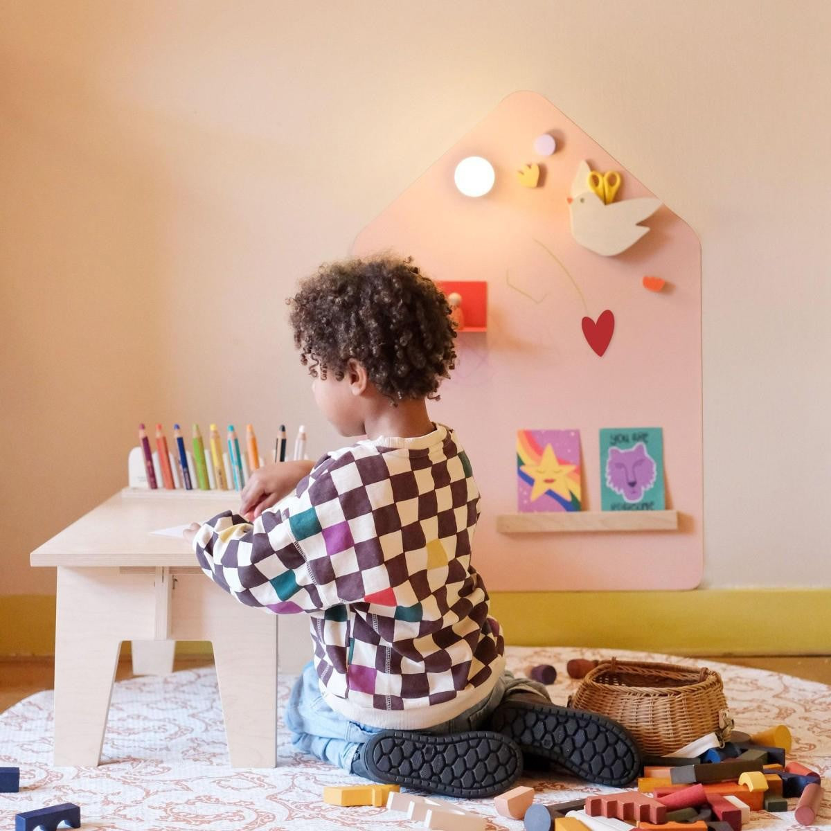 Groovy Magnets magnetische muursticker huisje voor kinderkamer meisjeskamer lichtroze