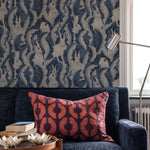 Langelid von Bromssen Hares in hiding hazen bosdieren behang blauw voor de kinderkamer