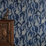 Langelid von Bromssen Hares in hiding hazen bosdieren behang blauw voor de kinderkamer