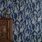 Langelid von Bromssen Hares in hiding hazen bosdieren behang blauw voor de kinderkamer