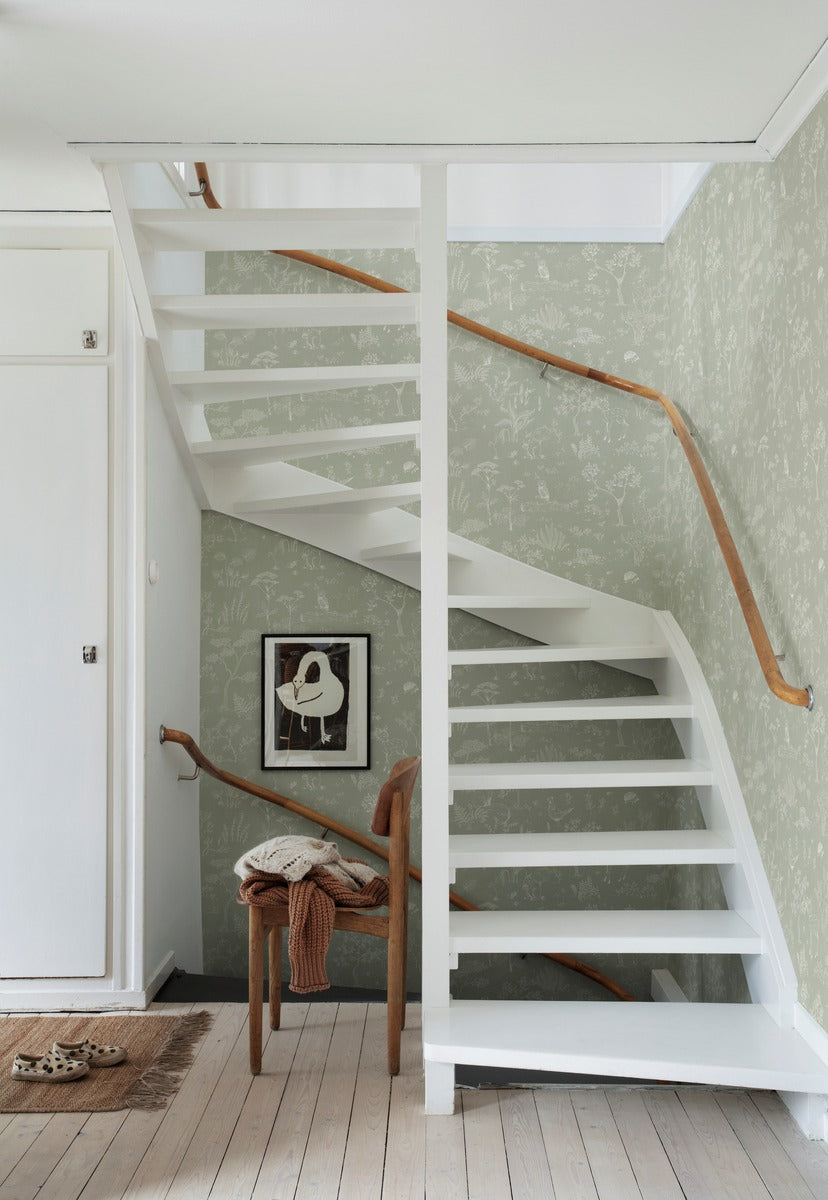 Sandberg Bosdieren behang voor de kinderkamer babykamer Hollie GPistachio lichtgroen 232-38