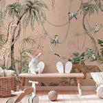 Annet Weelink Jungle Jazz behang voor de kinderkamer roze