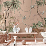 Annet Weelink Jungle Jazz behang voor de kinderkamer roze