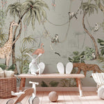 Annet Weelink Jungle behang voor de kinderkamer dusty mint