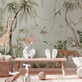 Annet Weelink Jungle behang voor de kinderkamer dusty mint