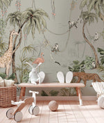 Annet Weelink Jungle behang voor de kinderkamer dusty mint