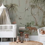 Annet Weelink Jungle behang voor de kinderkamer dusty mint