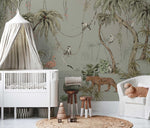 Annet Weelink Jungle behang voor de kinderkamer dusty mint