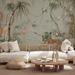 Annet Weelink Jungle behang voor de kinderkamer dusty mint