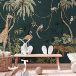 Annet Weelink Jungle behang jungle jazz voor de kinderkamer dark teal