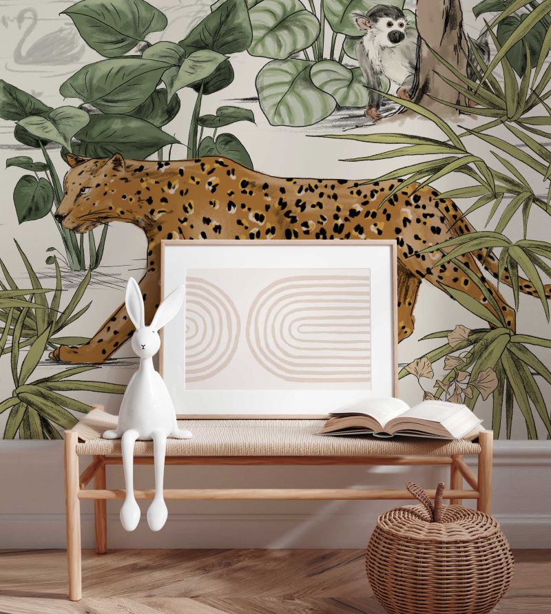 Annet Weelink Jungle Jazz behang voor de kinderkamer off white