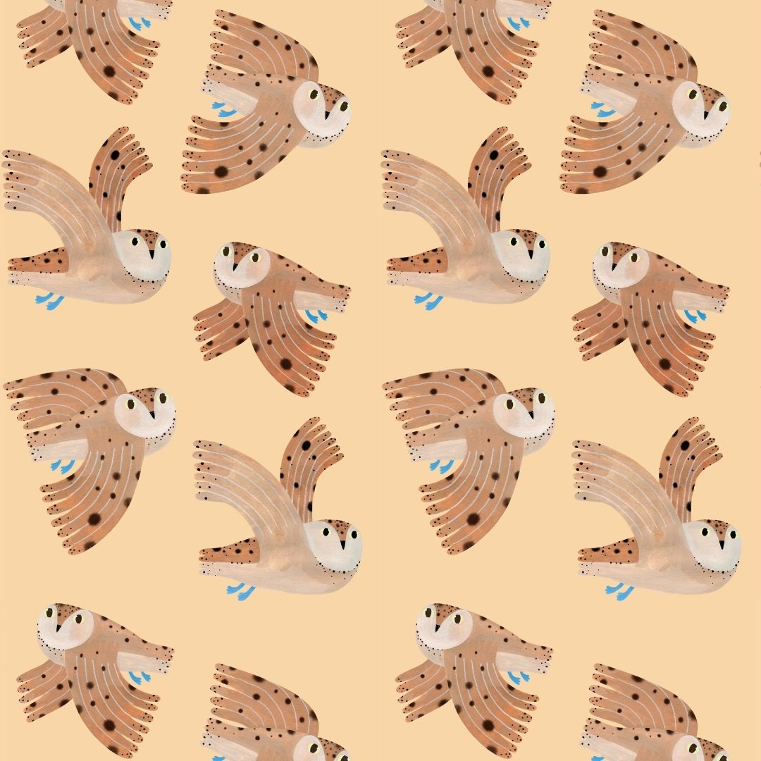 Aniek Bartels x Meet me at the wall owl uilen dierenbehang behang meisjeskamer babykamer creme