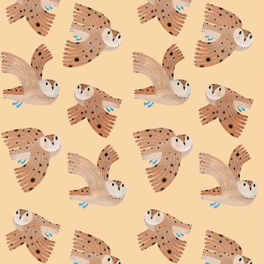 Aniek Bartels x Meet me at the wall owl uilen dierenbehang behang meisjeskamer babykamer creme