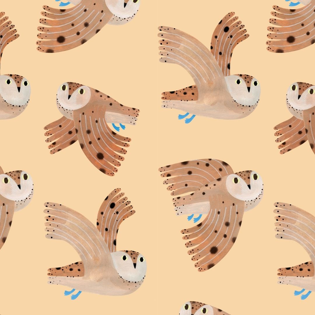 Aniek Bartels x Meet me at the wall owl uilen dierenbehang behang meisjeskamer babykamer creme