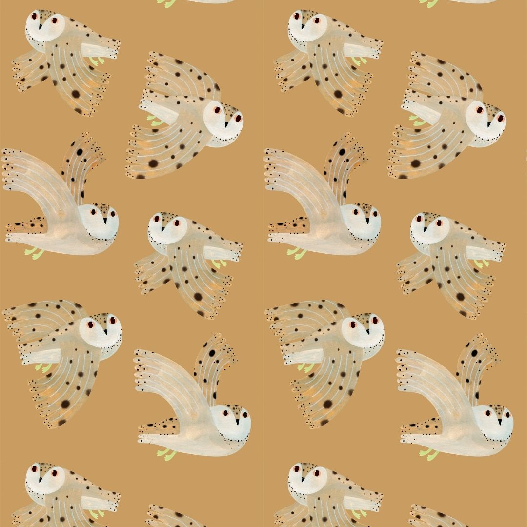 Aniek Bartels x Meet me at the wall owl uilen dierenbehang behang meisjeskamer babykamer geel 