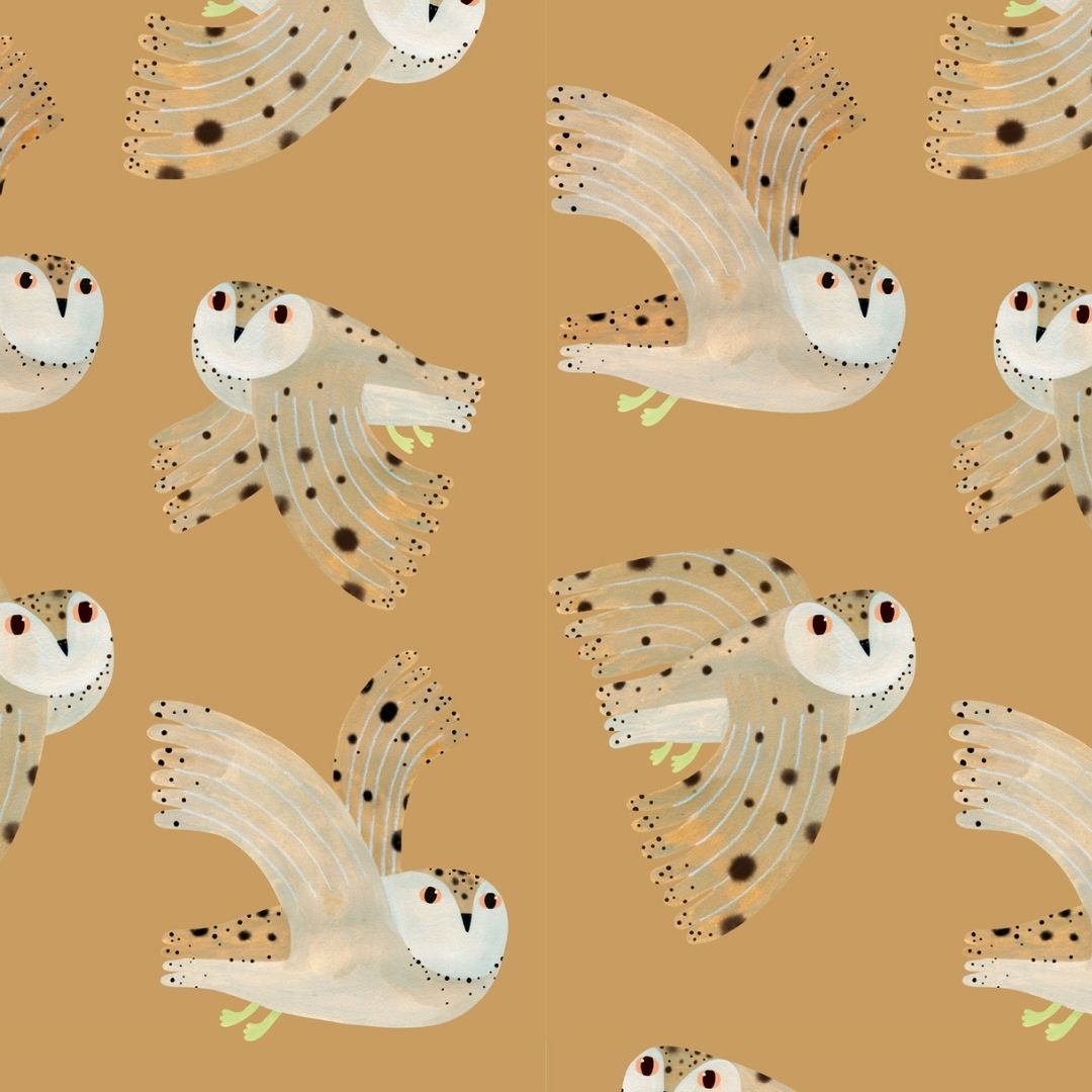 Aniek Bartels x Meet me at the wall owl uilen dierenbehang behang meisjeskamer babykamer geel 