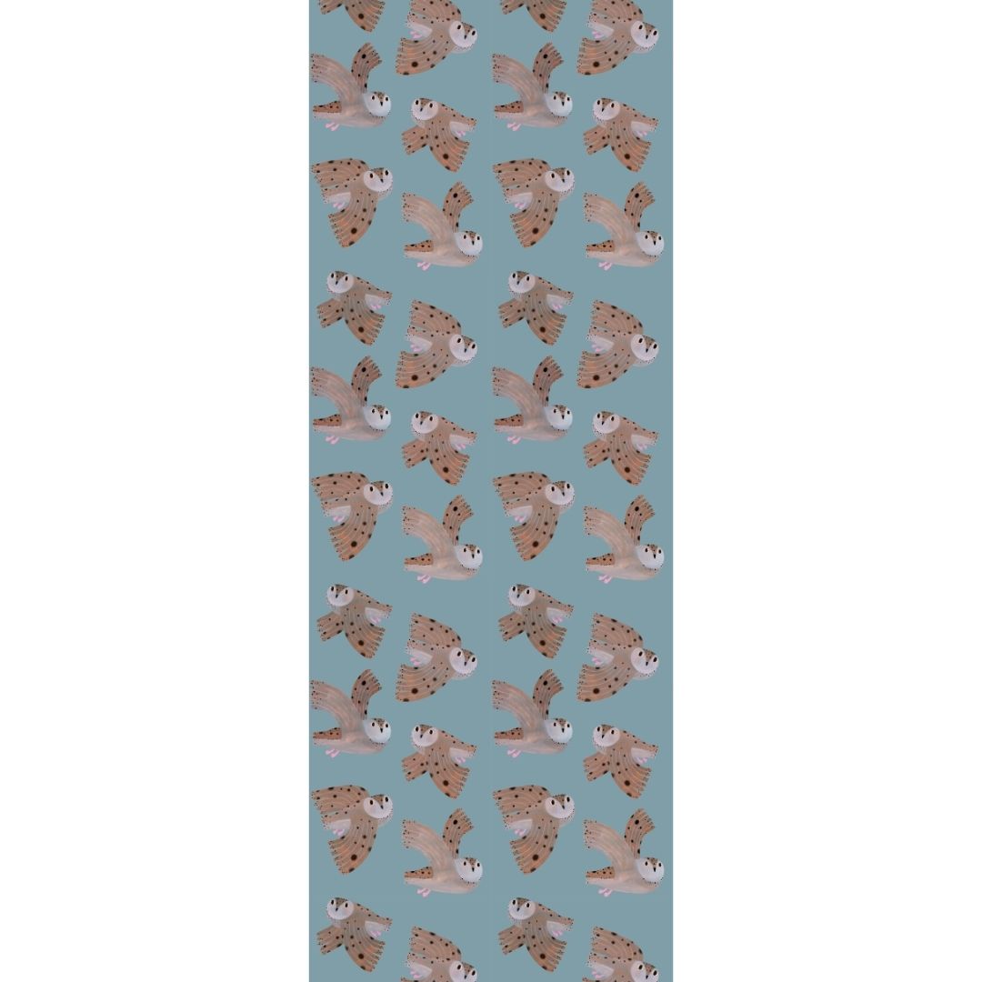 Aniek Bartels x Meet me at the wall owl uilen dierenbehang behang meisjeskamer babykamer lichtblauw