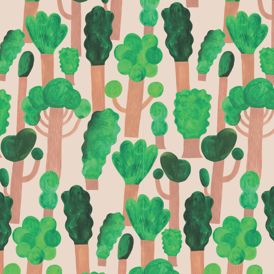 Aniek Bartels x Meet me at the wall trees bomen behang natuur lichtroze meisjeskamer