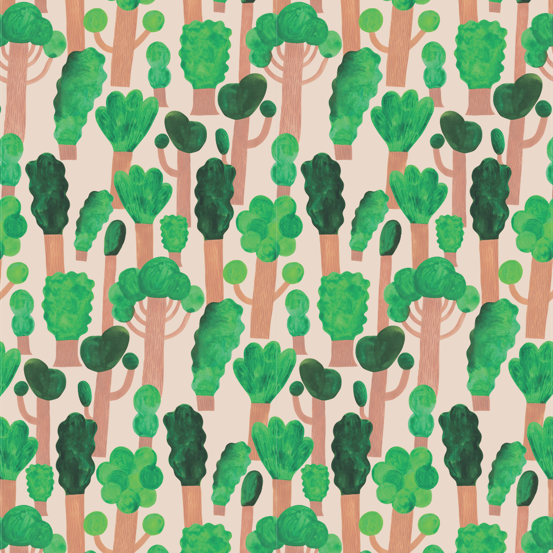 Aniek Bartels x Meet me at the wall trees bomen behang natuur lichtroze meisjeskamer