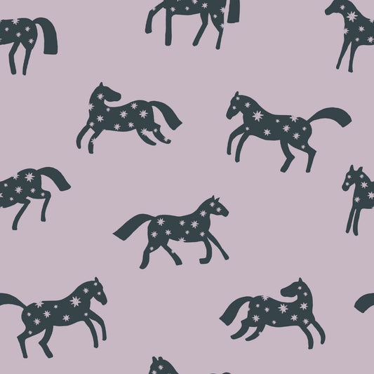 Joelle Wehkamp x Meet me at the wall magic horses paarden behang voor de kinderkamer meisjeskamer lila blauw