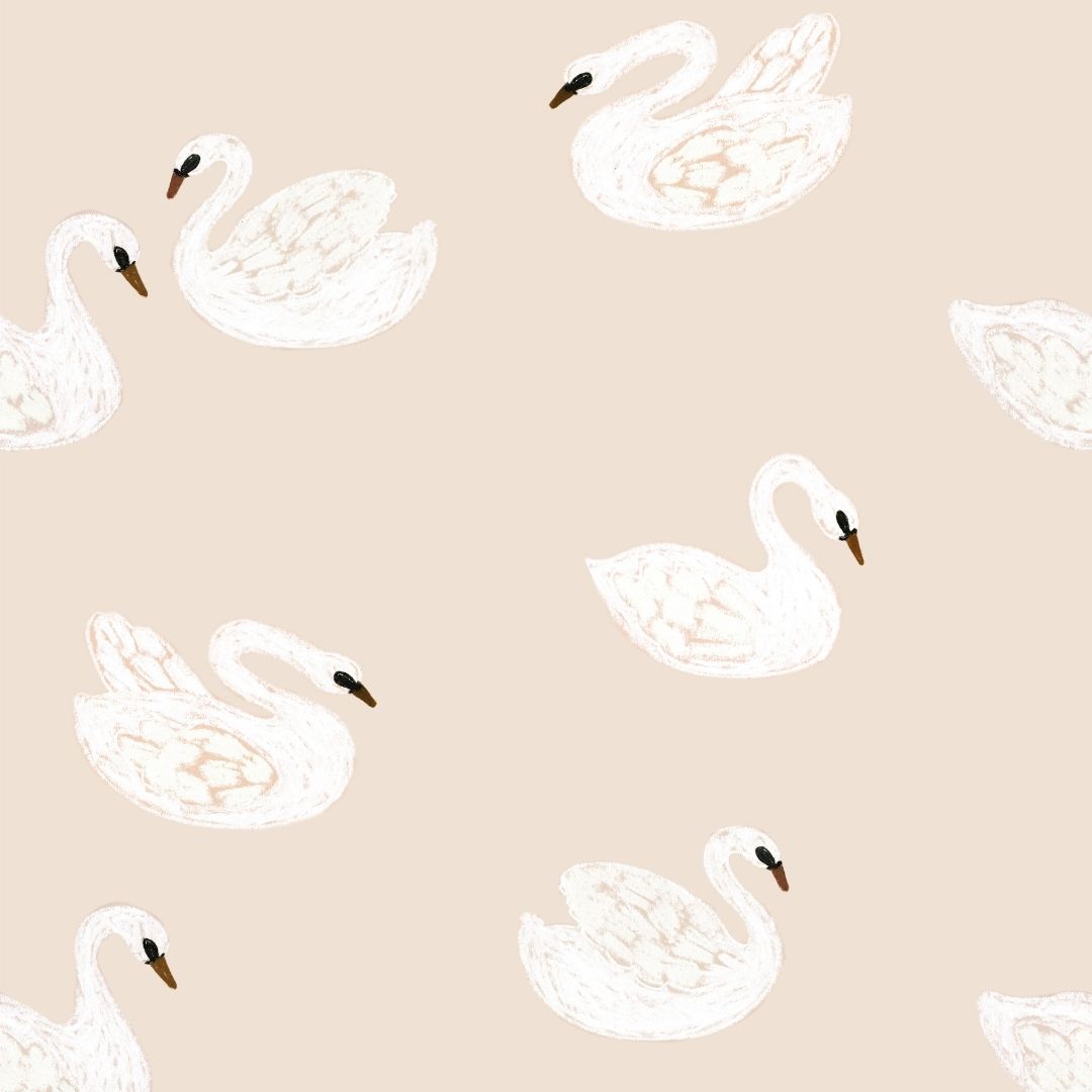 Joelle Wehkamp x Meet me at the wall Swans zwanen dierenbehang voor de kinderkamer meisjekamer beige