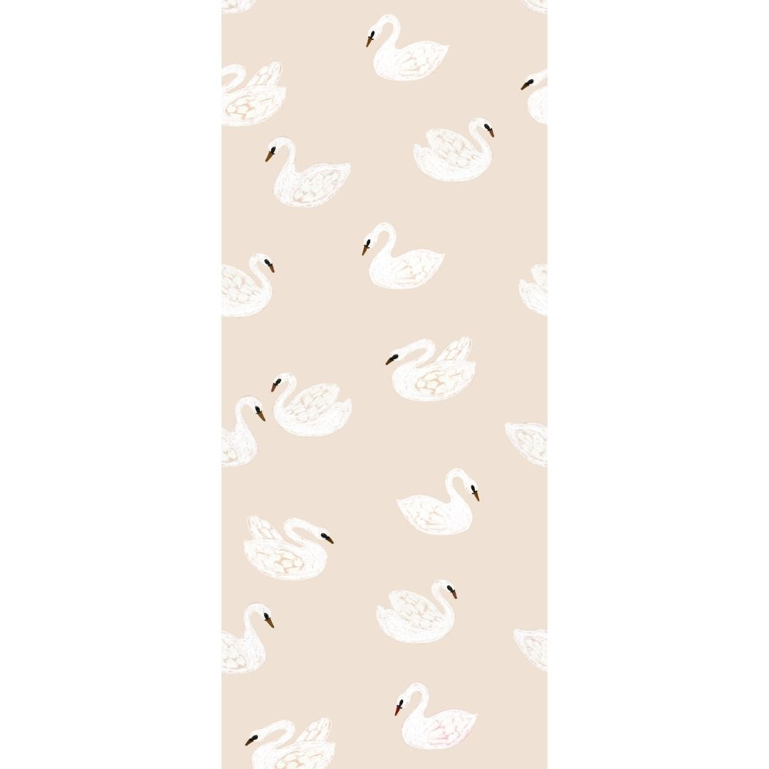 Joelle Wehkamp x Meet me at the wall Swans zwanen dierenbehang voor de kinderkamer meisjekamer beige