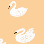 Joelle Wehkamp x Meet me at the wall Swans zwanen dierenbehang voor de kinderkamer meisjeskamer zachtgeel