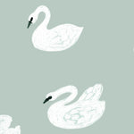 Joelle Wehkamp x Meet me at the wall Swans zwanen dierenbehang voor de kinderkamer meisjeskamer lichtblauw
