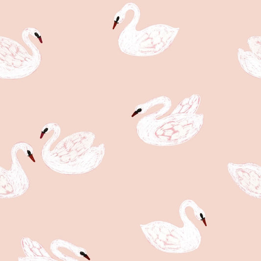 Joelle Wehkamp x Meet me at the wall Swans zwanen dierenbehang voor de kinderkamer meisjeskamer roze