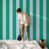 Strepen behang voor de kinderkamer jongenskamer tienerkamer teal lichtblauw Papr Walls