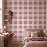 Blokken behang kinderkamer meisjeskamer tienerkamer roze mauve