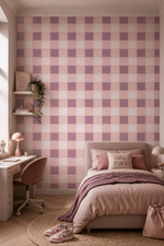 Blokken behang kinderkamer meisjeskamer tienerkamer roze mauve