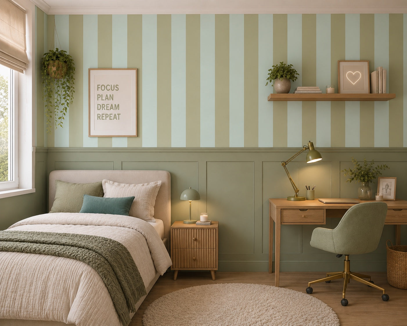 Strepen behang voor de kinderkamer jongenskamer tienerkamer blauw groen Papr Walls