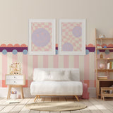Fotobehang kinderkamer lambrisering meisjeskamer koraal roze papr walls meet me halfway Papr Walls