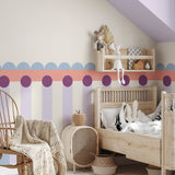 Fotobehang kinderkamer lambrisering meisjeskamer lila roze lichtblauw papr walls meet me halfway