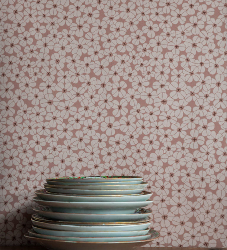 Langelid von bromssen flower shower bloemenbehang voor de kinderkamer roze