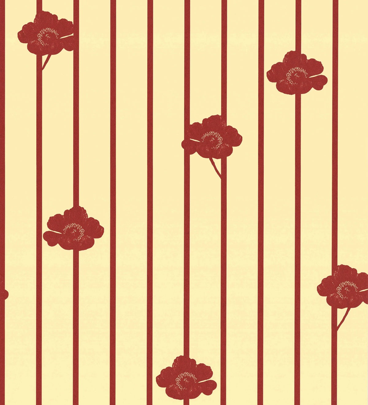 Studio Lisa Bengtsson Buttercream 1714 bloemen en strepen behang voor de meisjeskamer en tienerkamer beige rood 