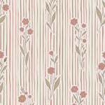 Little Amour bloemen en strepen behang voor meisjeskamer en babykamer amber terra roze