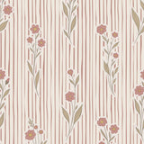 Little Amour bloemen en strepen behang voor meisjeskamer en babykamer amber terra roze