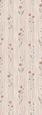 Little Amour bloemen en strepen behang voor meisjeskamer en babykamer amber terra roze