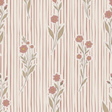 Little Amour bloemen en strepen behang voor meisjeskamer en babykamer amber terra roze