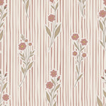 Little Amour bloemen en strepen behang voor meisjeskamer en babykamer amber terra roze