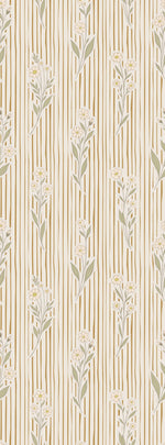 Little Amour bloemen en strepen behang voor meisjeskamer en babykamer honey geel