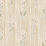 Little Amour bloemen en strepen behang voor meisjeskamer en babykamer honey geel