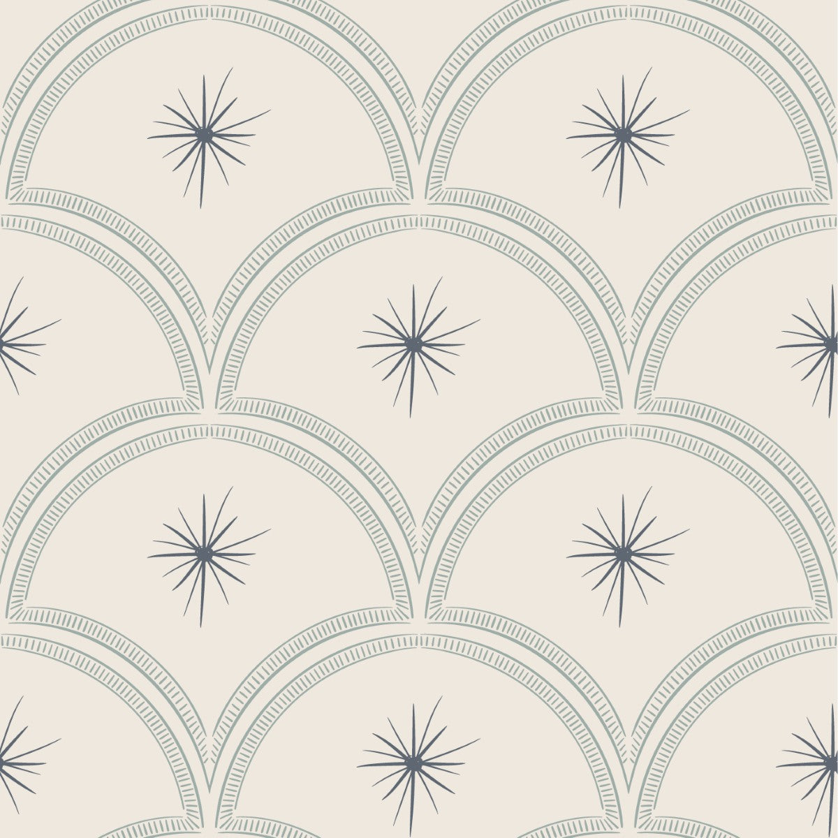 Little Amour Magic Arches boogjes behang voor babykamer neutrale kinderkamer meisjeskamer blauw
