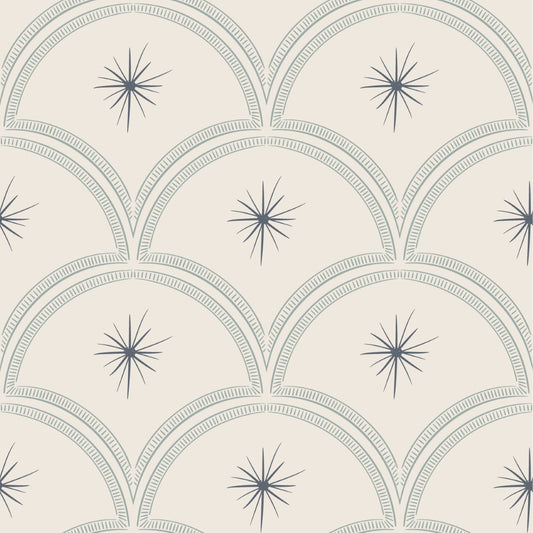 Little Amour Magic Arches boogjes behang voor babykamer neutrale kinderkamer meisjeskamer blauw