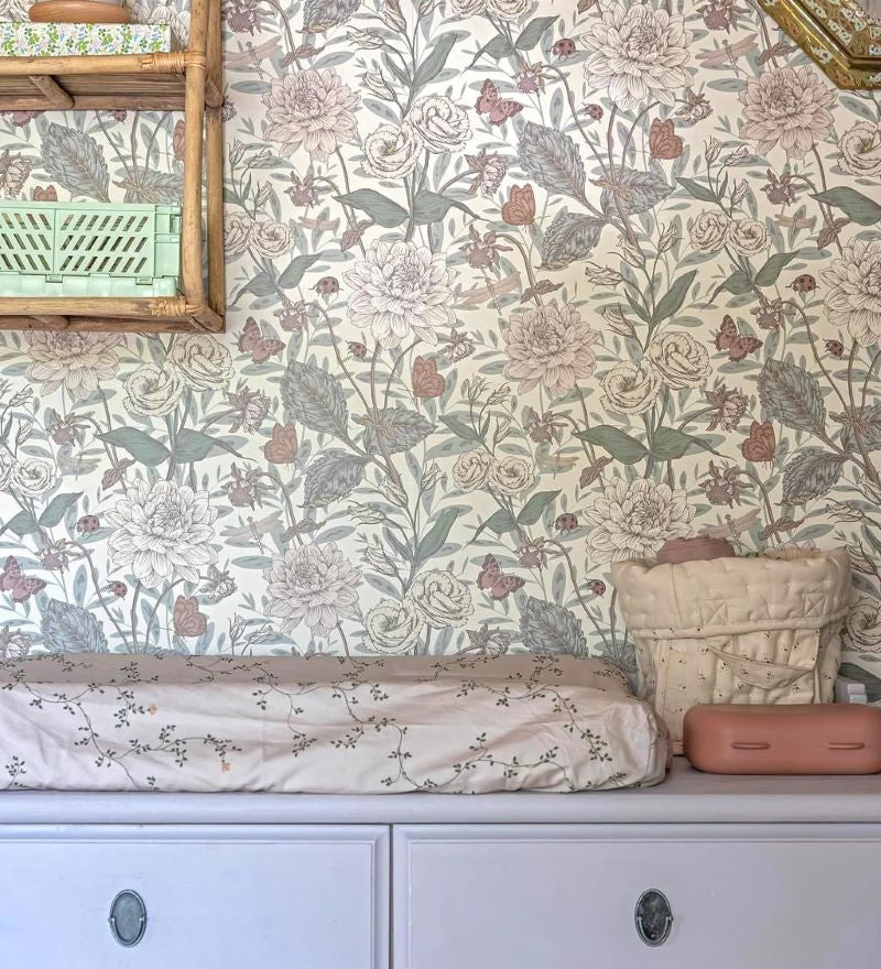 Little Amour Floral Spring bloemenbehang voor de kinderkamer creme