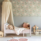 Little Amour Floral Spring bloemenbehang voor de kinderkamer groen
