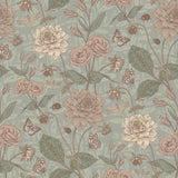 Little Amour Floral Spring bloemenbehang voor de kinderkamer groen